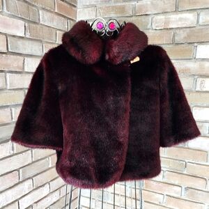 Ted Baker Burgundy Faux Fur Cape